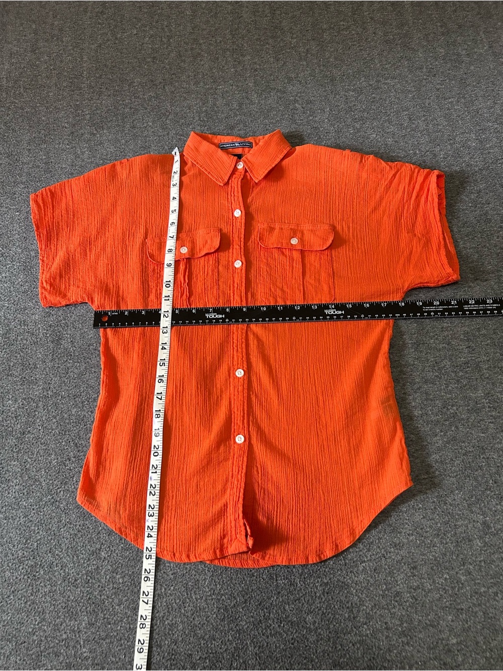 American Living Orange Gauze Button Down Short Sleeve Shirt Small - Picture 7 of 7